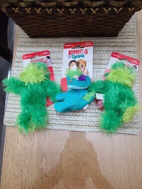 Pair of Kong Dr. Noyz Squeaky Dog Toys & Single Kong Dynos Low Stuff Squeaky Dog